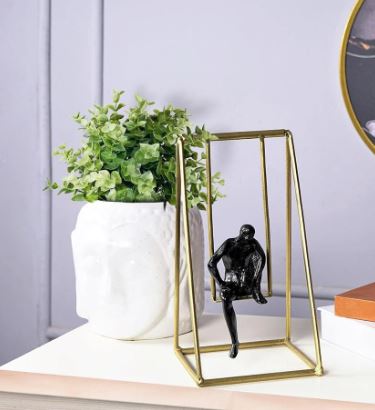 Modern Art Scholar Deep in Thought Table Accent