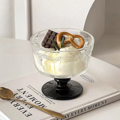 Glossy Black Stem Multi Serving Glass - Set Of 6