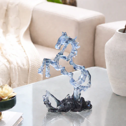 Rearing Hollow Horse Sculpture - Smoke Blue