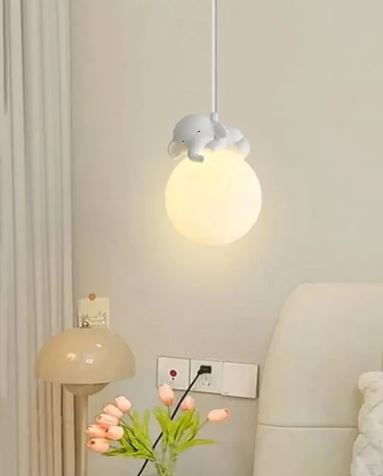 Cute Animal Shaped Moon Pendant Light - Elephant