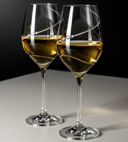 Silhouette White Wine Glasses Adorned with Swarovski® Crystals – Set of 2 - Made In United Kingdom