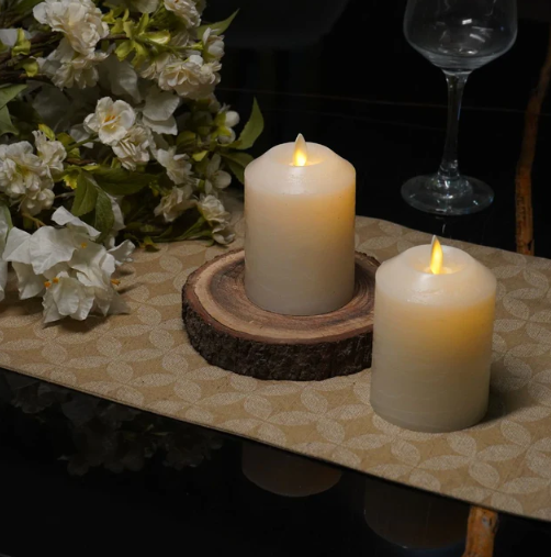 Marble Texture White Real Wax LED Candle – Small