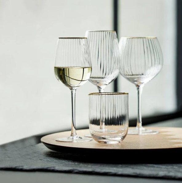 Palermo Gold Red Wine Glasses 400ml, Set of 4