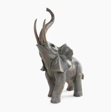 Brown Natural Finish Polyresin Elephant Figurine