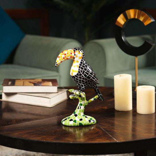 Avian Mosaic Melody: Toucan Art Decor