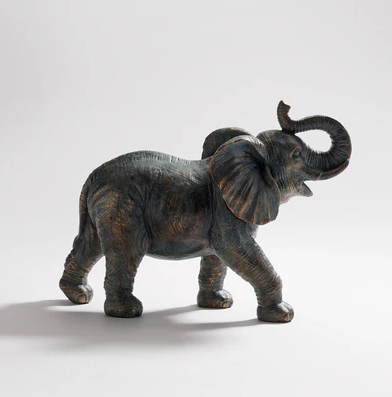 Copper Polyresin Walking Elephant - Large