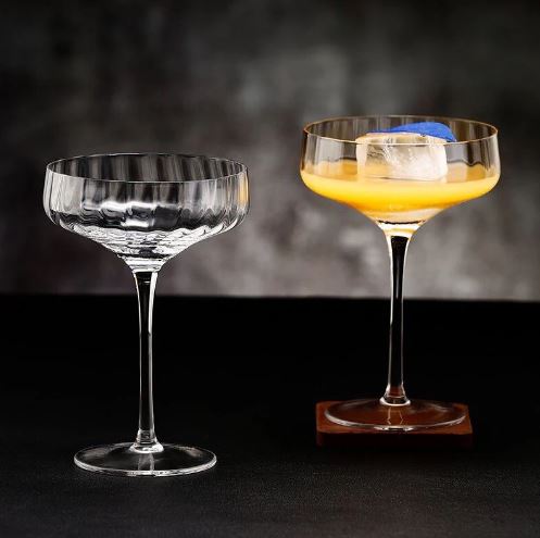 Modern Stripe Cocktail Coupe Glass - Set Of 6