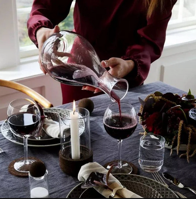 Nature Wine Carafe with Cork Stopper Tall 2000ml - Brown
