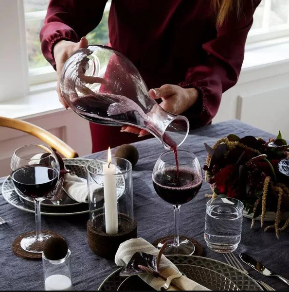 Nature Wine Carafe with Cork Stopper Tall 2000ml - Brown