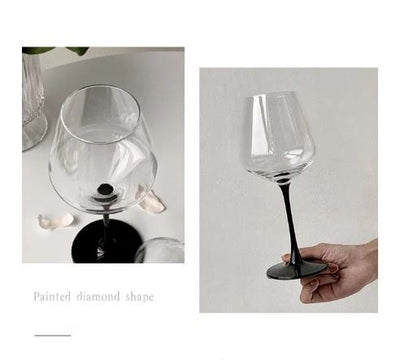 Black Stem Wine Glass - Set of 2