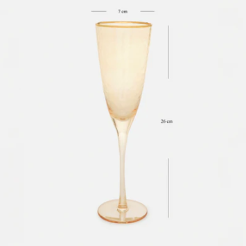 Set of 2 Gold Hammered Flute Glasses