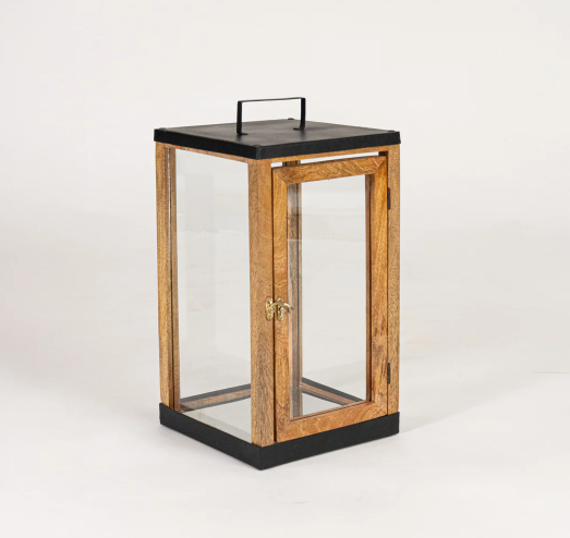 Ira Wooden Lantern - Brown