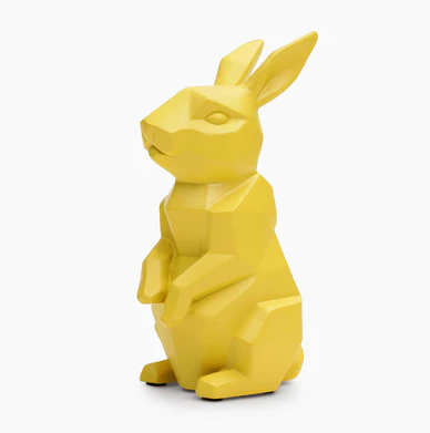 Yellow Polyresin Rabbit Figurine