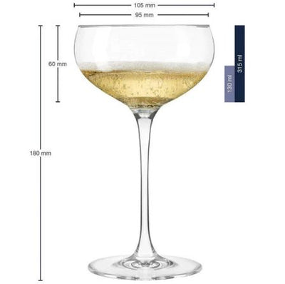 Cheers Champagne Bowl Glasses 315ml, Set of 6