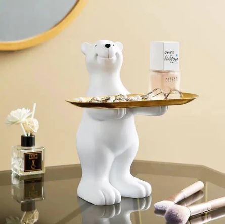 Standing Bear Sculpture with Trinket Tray