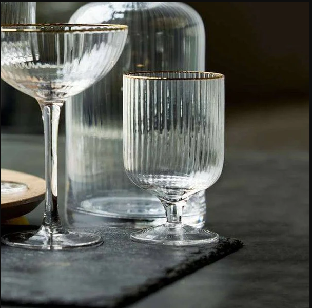 Palermo Gold Wine Glasses 300ml, Set of 4
