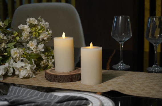 Fluted White LED Candle – Large