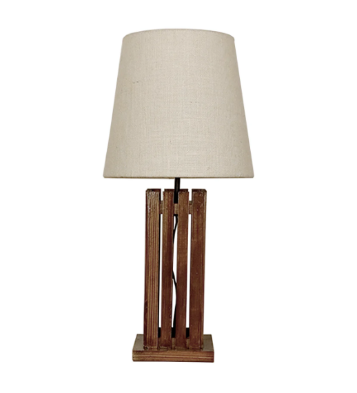 Elegant Brown Wooden Table Lamp with Black Fabric Lampshade (BULB NOT INCLUDED)