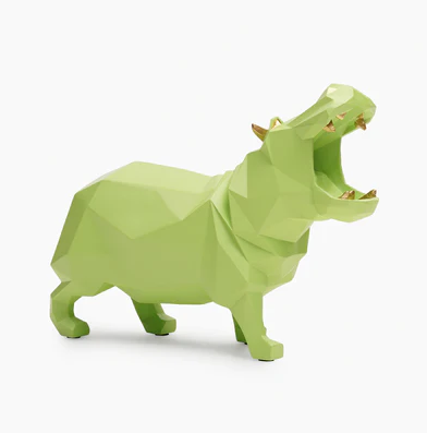 Green Polyresin Hippopotamus Figurine