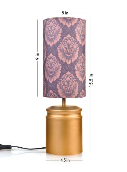 Metal Golden Table Lamp with Motives Printed Shade