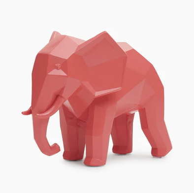 Orange Polyresin Elephant Figurine