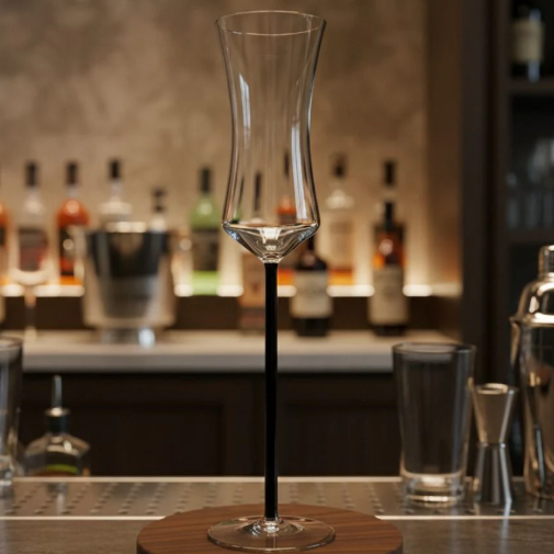 tall black stem champagne glass - set of 2