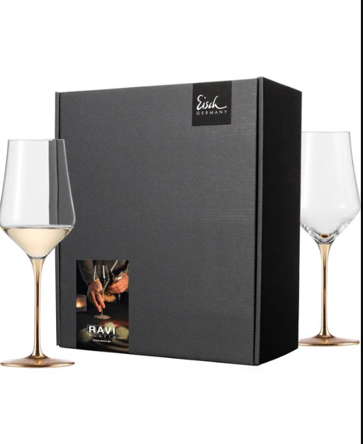 Ravi White Wine Glass, Gold