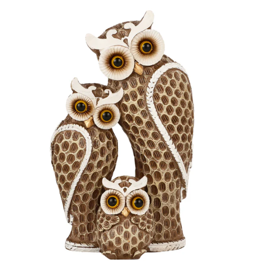 The Loving Owl Family Statue (Brown)