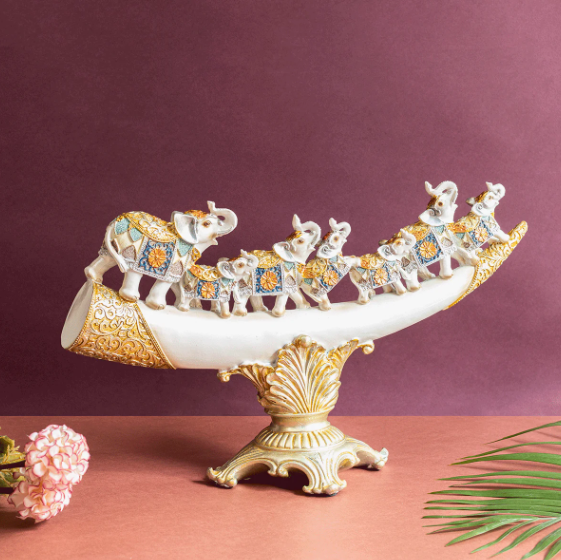 The Jaipur Royal Elephant Family Table Decoration Showpiece & Home Decoration Items