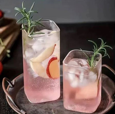 Borosilicate Square High Ball Glasses, Set of 2