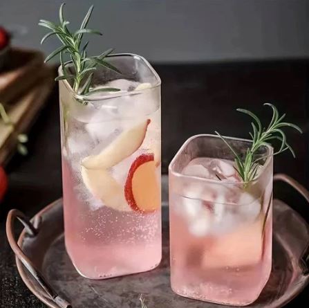 Borosilicate Square High Ball Glasses, Set of 2