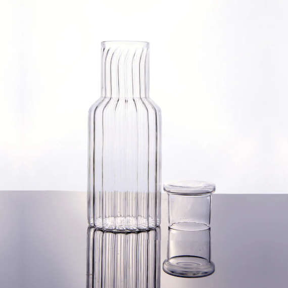 Fluted Glass Carafe With Lid