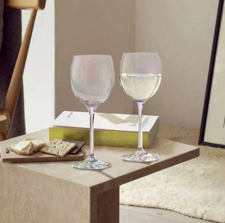 Polka Wine Glasses 400ml, Set of 2 - Mother of Pearl