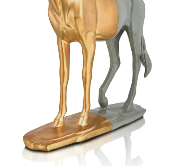 Grey & Gold Cavallo Running Horse Polyresin Figurine