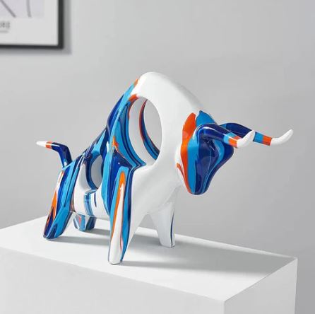 Prime Bull Decorative Sculpture - Splash Blue