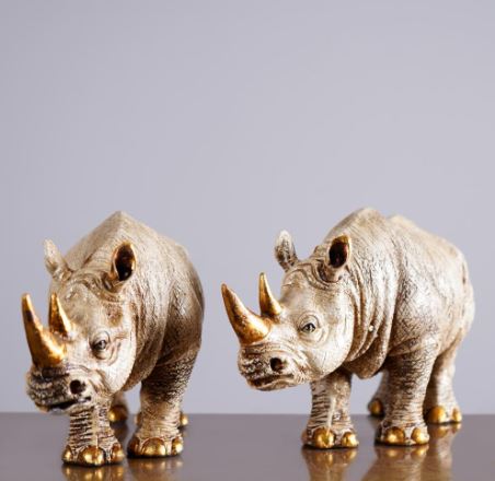 Golden-Horned Rhino Table Accent