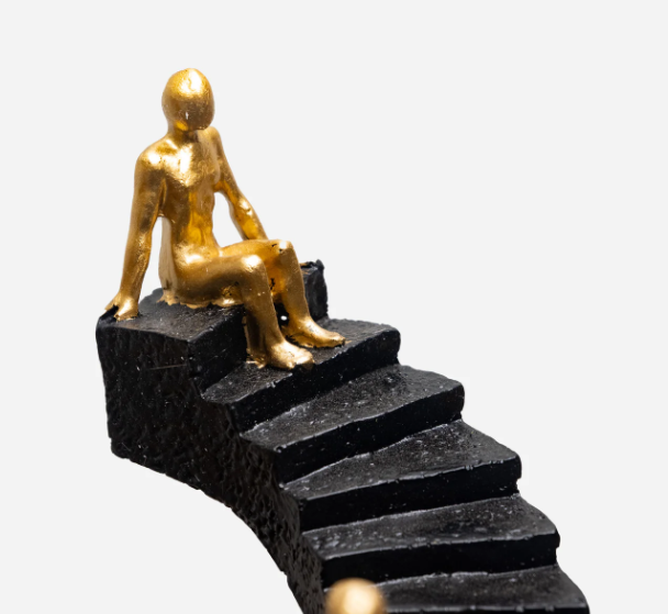 Golden Ascent – Stairway Figurine Decor