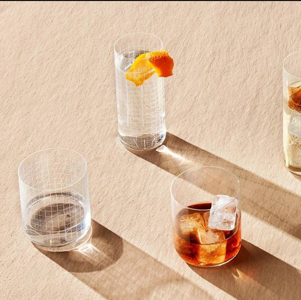 Grid Highball Glasses 350ml, Set 4