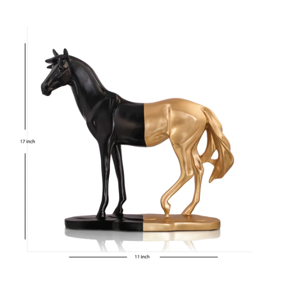 Black & Gold Cavallo Running Horse Polyresin Figurine