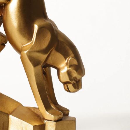 Descending Jaguar Decorative Sculpture - Amber Gold