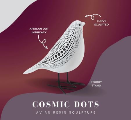 Cosmic Dots: Avian Resin Sculpture