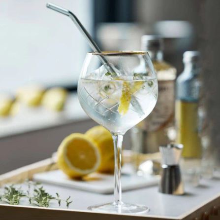 Milano Gold Gin & Tonic Glasses 600ml, Set of 2