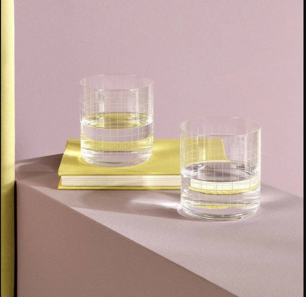 Grid Whiskey Tumblers 390ml, Set of 4