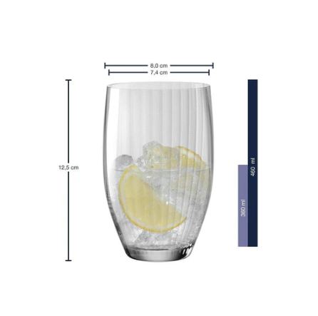 Long Drink Tumblers 460ml, Set of 6 - Grey