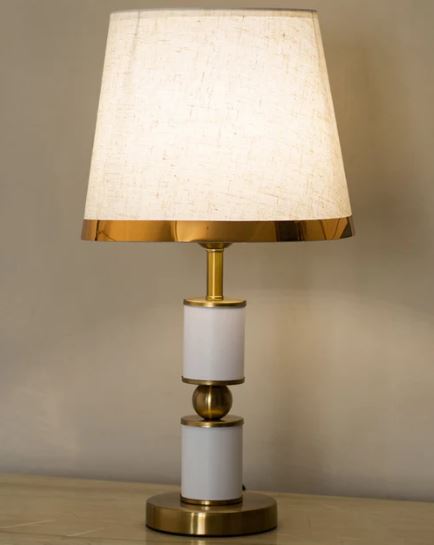 Sculptural Sold Metal Base Table Lamp