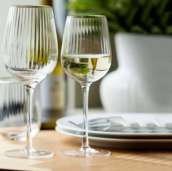 Palermo Gold White Wine Glasses 300ml, Set of 4