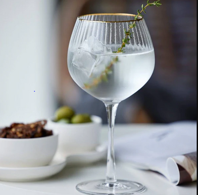 Palermo Gold Rounded Gin & Tonic Glasses 650ml, Set of 4