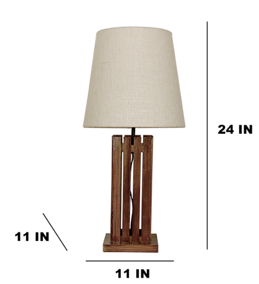 Elegant Brown Wooden Table Lamp with Black Fabric Lampshade (BULB NOT INCLUDED)