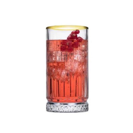 Elysia Long Drink Glasses with Gold Rim 280ml, Set of 4