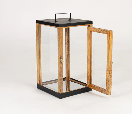 Ira Wooden Lantern - Brown